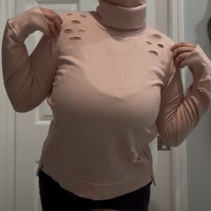 Emory Park Womens Sweater Zip Sides Medium Pale Pink